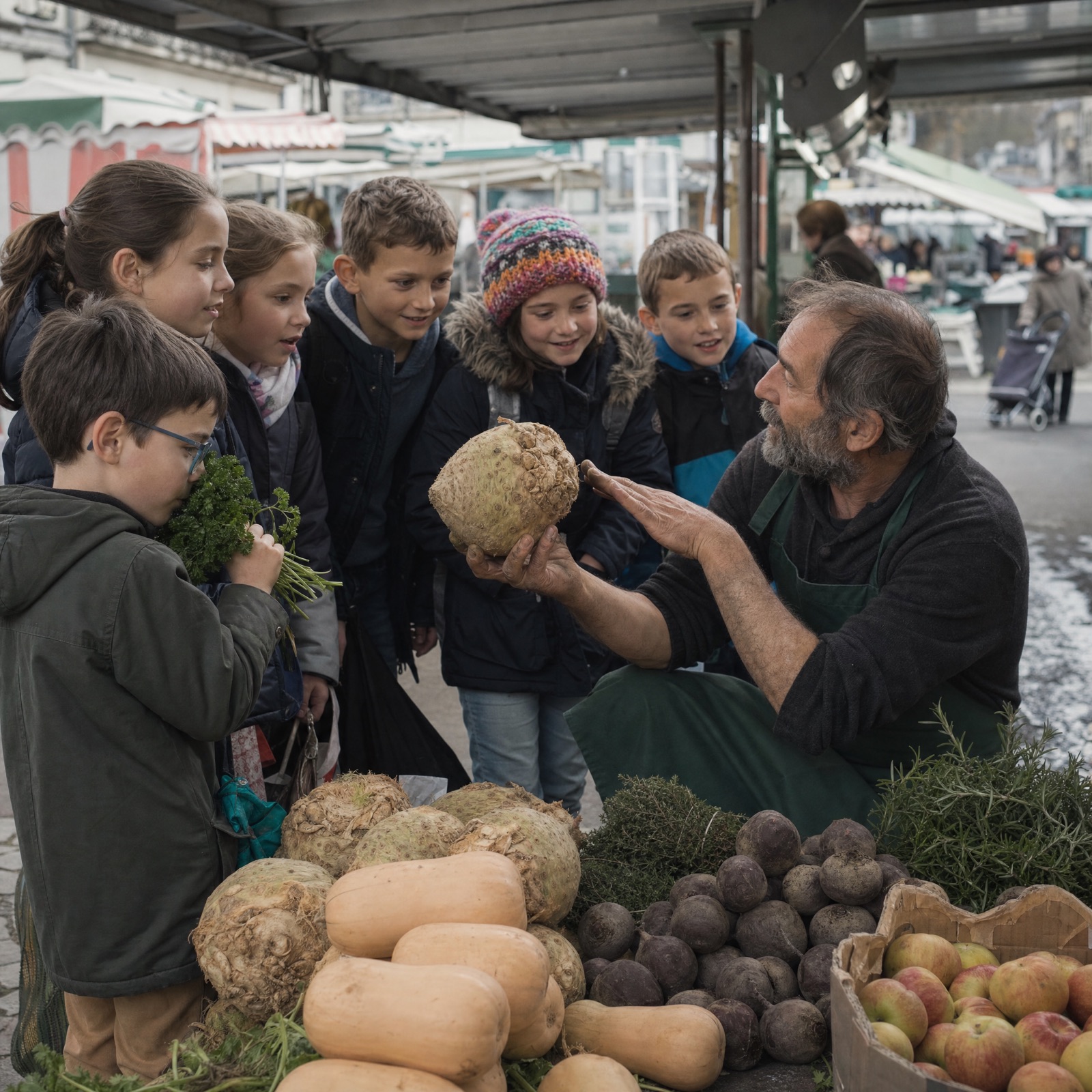 Enfants dans le jardin potager